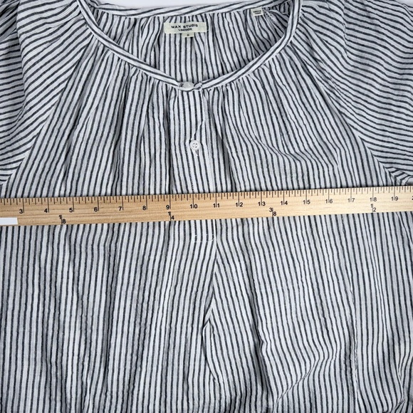 Max Studio Oversized Black and White Striped Blouse - Picture 4 of 9